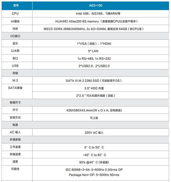 凌华AI边缘服务器AES-100/ATLAS200 